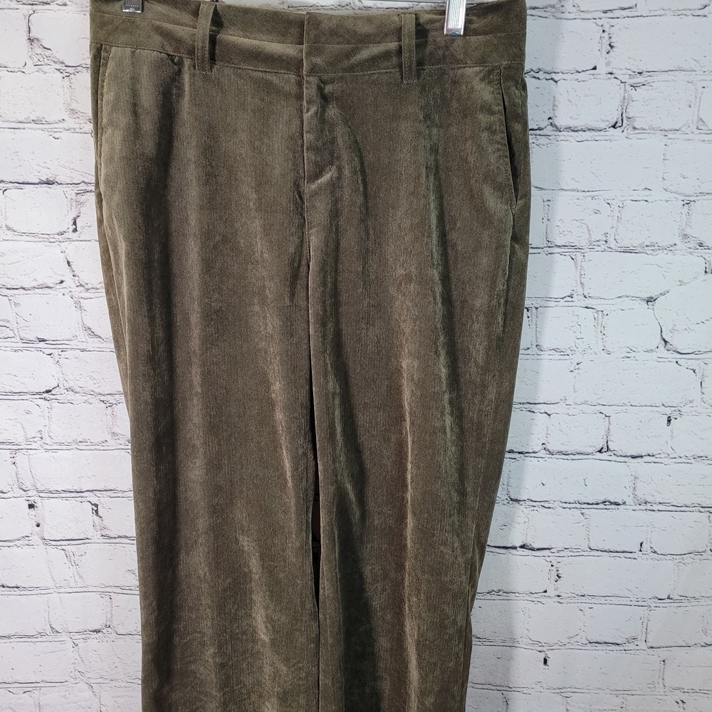 Coldwater Creek Women's Corduroy Pants 8P Dark Olive Green High-Rise Classic Fit